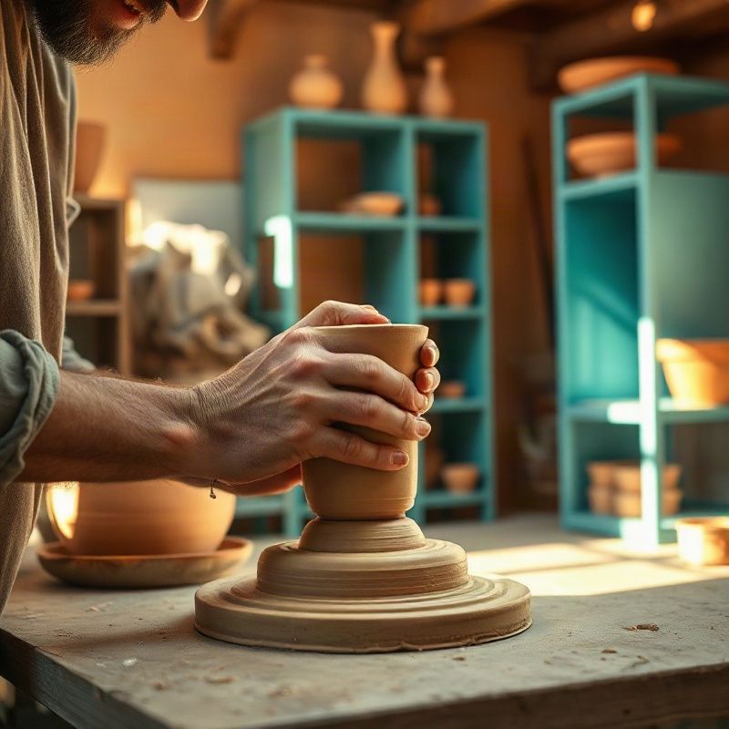 Manos de un alfarero valenciano modelando barro en su taller